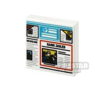 Custom Printed Tile 2x2 Gang Jailed Newspaper WHITE