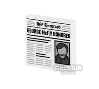Custom Printed Tile 2x2 George McFly Honored Newspaper WHITE