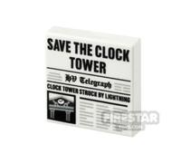 Custom Printed Tile 2x2 Save the Clock Tower Newspaper WHITE