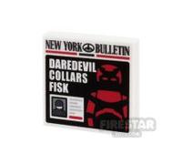 Custom Printed Tile 2x2 SH 'Daredevil Collars Fisk' New York Bulletin Newspaper WHITE