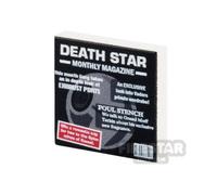 Custom Printed Tile 2x2 SW Death Star Monthly Magazine WHITE