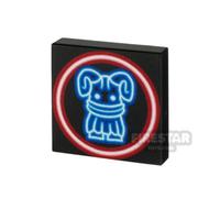 Custom Printed Tile 2x2 SW Happy Bantha Neon Sign Small BLACK