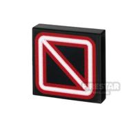 Custom Printed Tile 2x2 SW No Entry Neon Sign BLACK