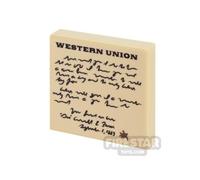 Custom Printed Tile 2x2 Western Time Letter TAN