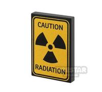 Custom Printed Tile 2x3 Caution Radiation Sign BLACK