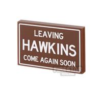 Custom Printed Tile 2x3 Leaving Hawkins Sign REDDISH BROWN