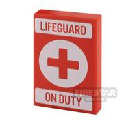Custom Printed Tile 2x3 Lifeguard on Duty Sign RED