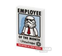 Custom Printed Tile 2x3 SW Stormtrooper Employee of the Month WHITE