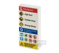 Custom Printed Tile 2x4 Beach Information Sign WHITE