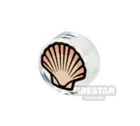 Custom Printed Tile Round 1x1 Scallop Seashell TRANS CLEAR