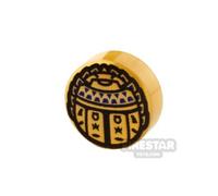 Custom Printed Tile Round 1x1 Scarab Compass PEARL GOLD