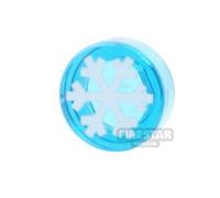 Custom Printed Tile Round 1x1 Snowflake TRANS DARK BLUE