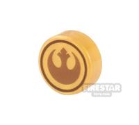 Custom Printed Tile Round 1x1 SW Galactic Rebel Coin PEARL GOLD