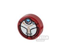 Custom Printed Tile Round 1x1 SW L0-LA59 Droid DARK RED