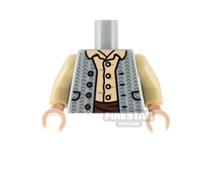 Custom Printed Torso Open Waistcoat with Tan Shirt LIGHT BLUEISH GRAY