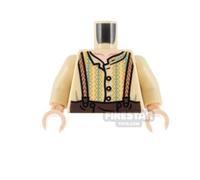 Custom Printed Torso Patterned Shirt with Suspenders TAN