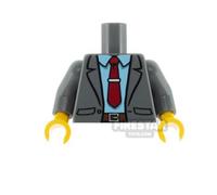 Custom Printed Torso Suit Jacket with Red Tie and Belt DARK BLUEISH GR