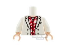 Custom Printed Torso White Jacket with Red Hawaiian Shirt WHITE