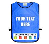 Custom Printed With Your Text Blue Tabard, Unisex Adult One Size Fits All, Available In Five Different Bright Colours