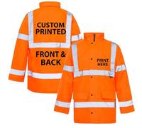 Custom Printed Yellow/Orange Bespoke Printed Hi-Vis Safety traffic Jacket Hi -Viz Visibility Supplied by Simply Hi Vis Clothing UK.