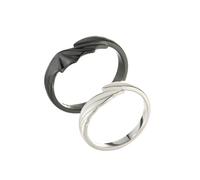 Custom Promise Rings Engagement Rings Couples,Sterling Rings Adjustable Couple,Round with Wings Black Rings