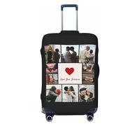 Custom Protective Suitcase Covers for 18-32 Inch Travel Suitcase, Personalised Luggage Covers with 10 Photos Collage and Printed Heart Pattern, Design Gifts for Family Friends Grandparents Lovers
