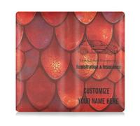 Custom Pu Leather Car Registration & Insurance Card Holder Personalized Men Women Auto Truck Comparment Accessories Case for ID, Driver's License, Key Contact Information Cards Red Scales Shimmering