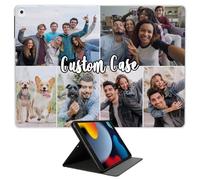 Custom PU Leather Case for iPad 9th/8th/7th Gen (10.2",2021/2020/2019) - Personalized Multi Photo Collage Picture Text Flip Folio Smart Cover with Kickstand - Soft TPU Shockproof Back