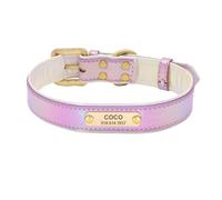 Custom PU Leather Dog Collar Soft Puppy Collar Engraved Pet Cat Name Necklace Adjustable(Black 4,XL)
