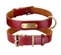 Custom PU Leather Dog ID Tag Nameplate Collar Personalized Dog Identity Tag Collar Adjustable Dog Name Tag Collar Fits Labrador German Shepherd French Bulldog,Red,2XL
