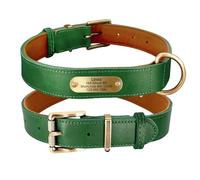 Custom PU Leather Dog ID Tag Nameplate Collar Personalized Dog Identity Tag Collar Adjustable Dog Name Tag Collar Fits Labrador German Shepherd French Bulldog,green,2XL