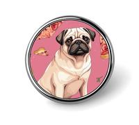Custom Pug Pizza Pins 1 in Personalized Collar Brooch Pin Vintage Badge for Bags Hats Jackets Backpacks Suits Shirts Clothes Decoration Jewelry Collection Gifts for Women Men-Round
