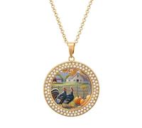 Custom Pumpkin Autumn Leaves Picture Necklace Personalized Circle Chain Pendant Gold/Silver Photo Dog Tag Keepsake Necklaces Hip Hop Memorial Jewelry Gifts for Men Women, One size, Titanium Steel