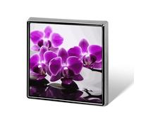 Custom Purple Butterfly Orchid Lapel Pin Aluminum Alloy Button Badge Personalized Exquisite Brooch Classic Pin 0.7" X 0.7" Inch for Backpacks Hat Suit Jacket Clothing Decoration