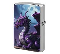 Custom Purple Dragon Lighter Case Personalized Metal Lighter Cover Holder Reusable Shockproof Protective Lighters Without Insert Gift for Men Women Dad Husband