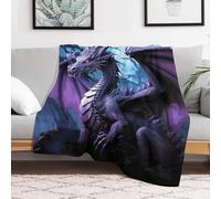 Custom Purple Dragon Moon Blanket Lightweight Flannel Fleece Throw for Couch Sofa Bed Luxury Soft Cozy Plush Lap Bedtime Blanket for All Seasons Bedroom Home Decor Gifts 30x40