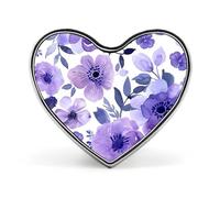 Custom Purple Floral Pattern Lapel Pin Aluminum Alloy Button Badge Personalized Heart Exquisite Brooch Classic Mini Pin for Backpacks Hat Suit Jacket Decoration