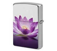 Custom Purple Flower Lighter Case Personalized Metal Lighter Cover Holder Reusable Shockproof Protective Lighters Without Insert Gift for Men Women Dad Husband