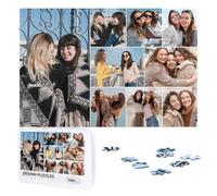 Custom Puzzles with Your 1 to 10 Photos, Text 300, 500, 1000 Pieces Personalised Jigsaw Puzzle Wooden Customised Picture Puzzle Birthday, Wedding, Festivals for Women Men, 1000pcs, 9 Images