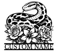 Custom Python Snake Metal Sign,Personalized Snake Name Wall Art, Reptile Wildlife Decor,Outdoor Yard Sign,Camp Hunting House Number Address Plaque (Style-B)
