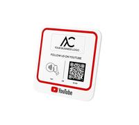Custom QR Code Tap and Scan YouTube Plaque | Personalized Video Channel Display Sign | No Monthly Fee Business Countertop Stand | 10x10cm