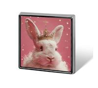 Custom Rabbit Wearing A Crown Lapel Pin Aluminum Alloy Button Badge Personalized Exquisite Brooch Classic Mini Pin 0.7" X 0.7" Inch for Backpacks Hat Suit Jacket Clothing Decoration