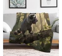 Custom Raccoon Flannel Fleece Throw Blanket 50x60 Inch Soft Cozy Throws for Couch Sofa Bed Farmhouse Blankets Comfort Decorative Bedtime Blanket Lightweight All Season Easy Care