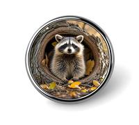 Custom Raccoon in The Fall Tree Hole Lapel Pin Aluminum Alloy Button Badge Personalized Exquisite Brooch Classic Mini Pin 1 Inch for Backpacks Hat Suit Jacket Clothing Decoration