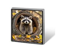 Custom Raccoon in The Fall Tree Hole Lapel Pin Aluminum Alloy Button Badge Personalized Exquisite Brooch Classic Mini Pin 0.7" X 0.7" Inch for Backpacks Hat Suit Jacket Clothing Decoration