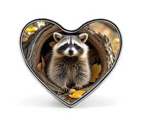 Custom Raccoon in The Fall Tree Hole Lapel Pin Aluminum Alloy Button Badge Personalized Heart Exquisite Brooch Classic Mini Pin for Backpacks Hat Suit Jacket Decoration