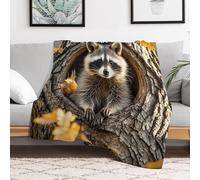 Custom Raccoon Tree Hole Flannel Fleece Throw Blanket 60x80 Inch Soft Cozy Throws for Couch Sofa Bed Farmhouse Blankets Comfort Decorative Bedtime Blanket Lightweight All Season Easy Care