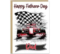 Custom Racing Car Fathers Day Card for Dad - Happy Fathers Day To The Best Grandad Step Dad - Trophy, Checkered Flag, Track Designs For Daddy on Father's Day (Design 1)