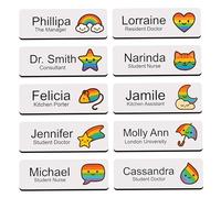 Custom Rainbow Name Badge - Cute Personalised Doctor, Nurse, Work Team ID Tag - 2.5x7.5cm - Job Role Title - Hard Gloss Finish with Pin or Magnet