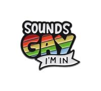 Custom Rainbow Quotations Enamel Pin Rainbow SOUNDS GAY I'M IN Rainbow Enamel Pin Badges Gift Lapel Jewelry